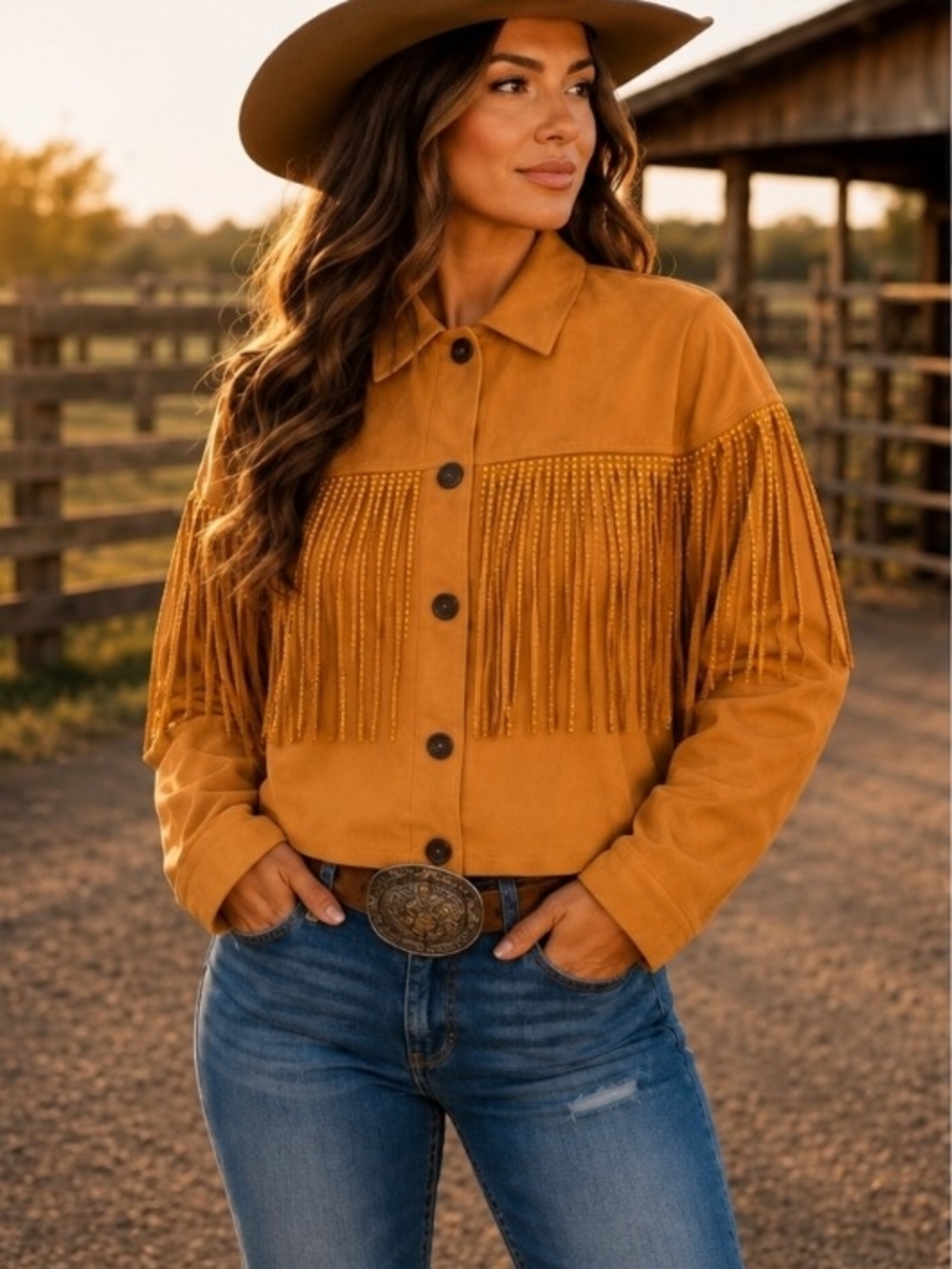 Melrose With Love Faux Suede Fringe Jacket
